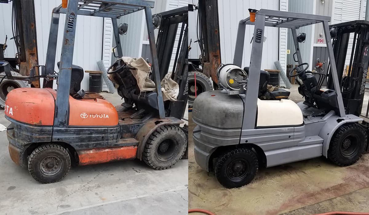 Commercial concrete surface preparation around heavy equipment